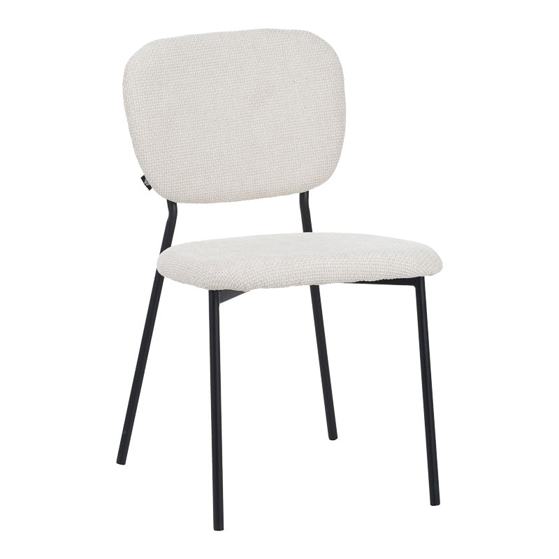 Stolica Cathair bouclé tkanina bež-zelena s crnim metalnim nogama 48x53x82 cm