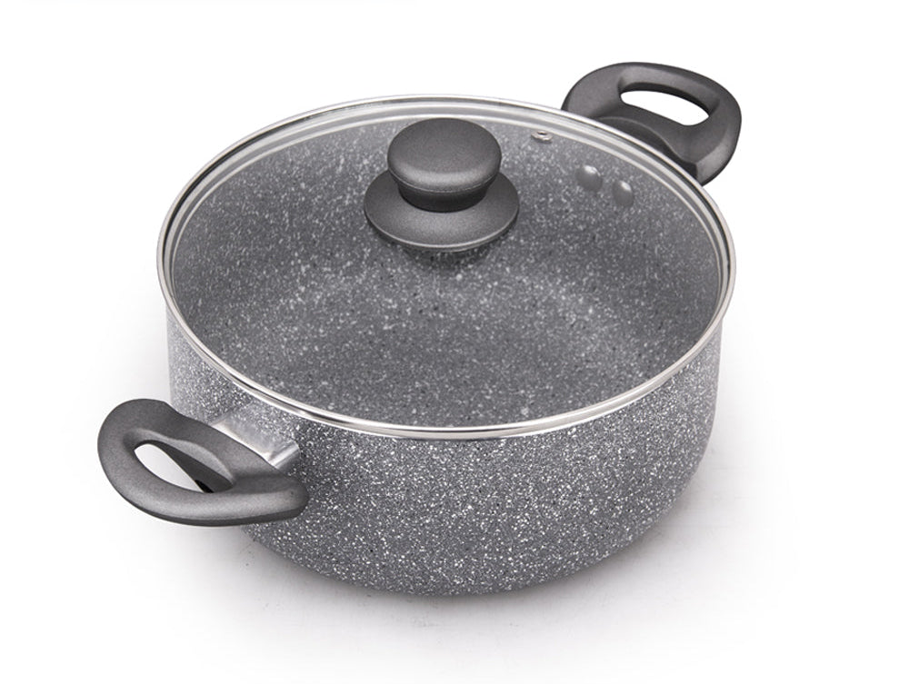 ŠERPA 24cm/sa staklenim poklopcem/sa mram.premazom/bakelitna ručka/Previllage LS