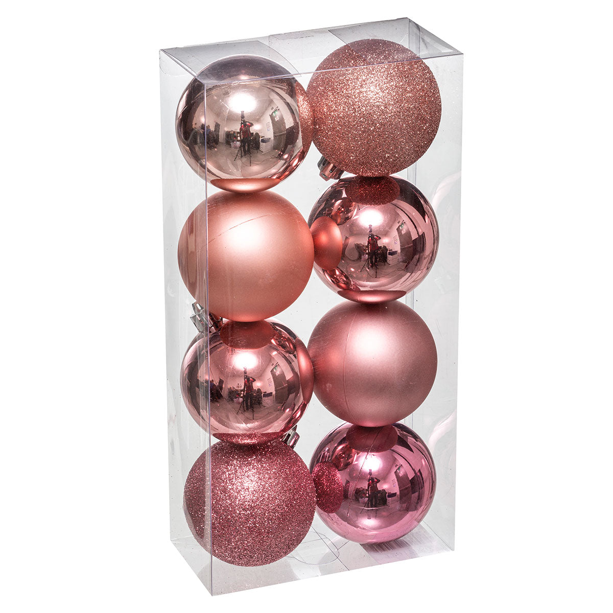 NOVOGODIŠNJE KUGLICE 8 X 70MM ROZE