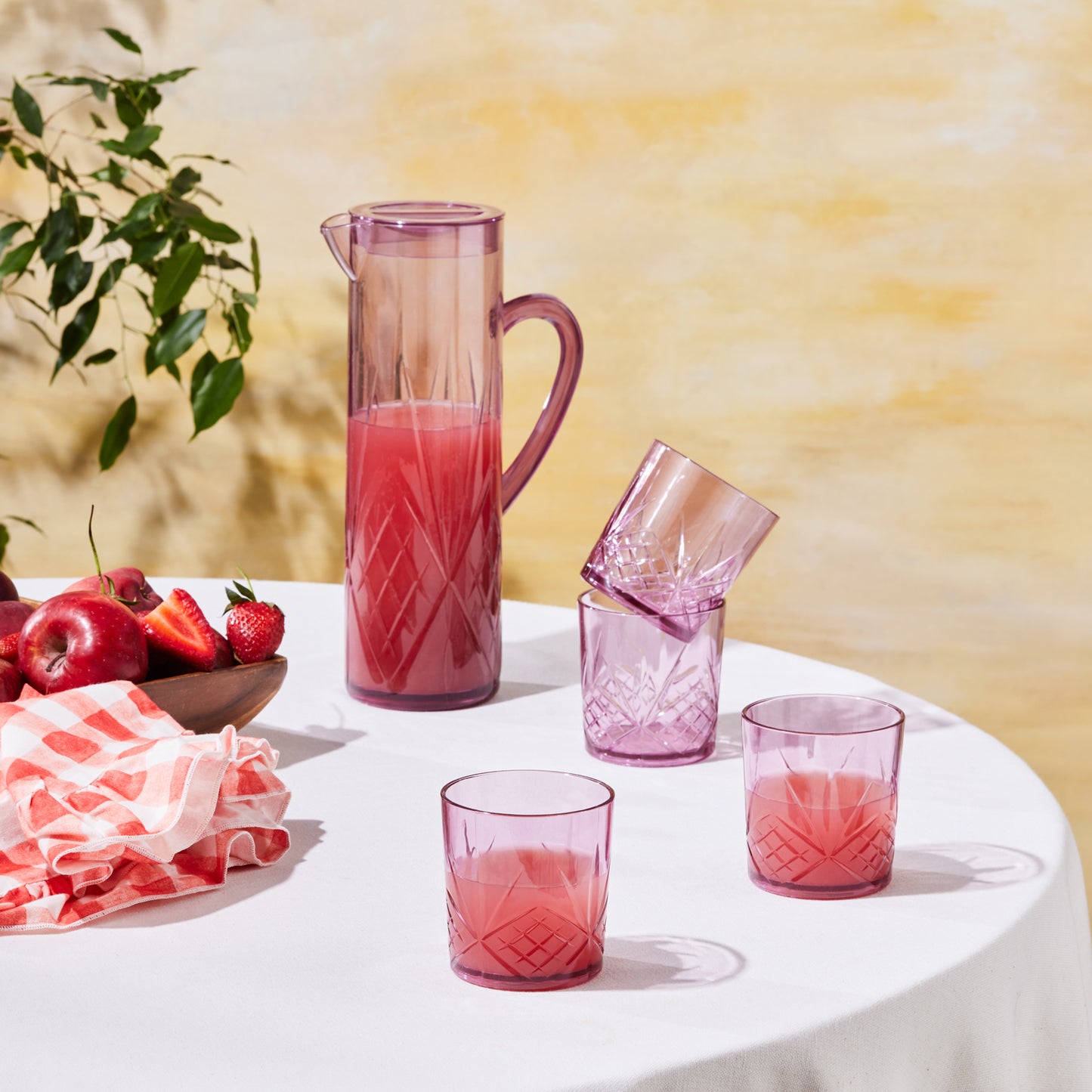 Bokal i čaše Karaca Parca 5 kom Roza