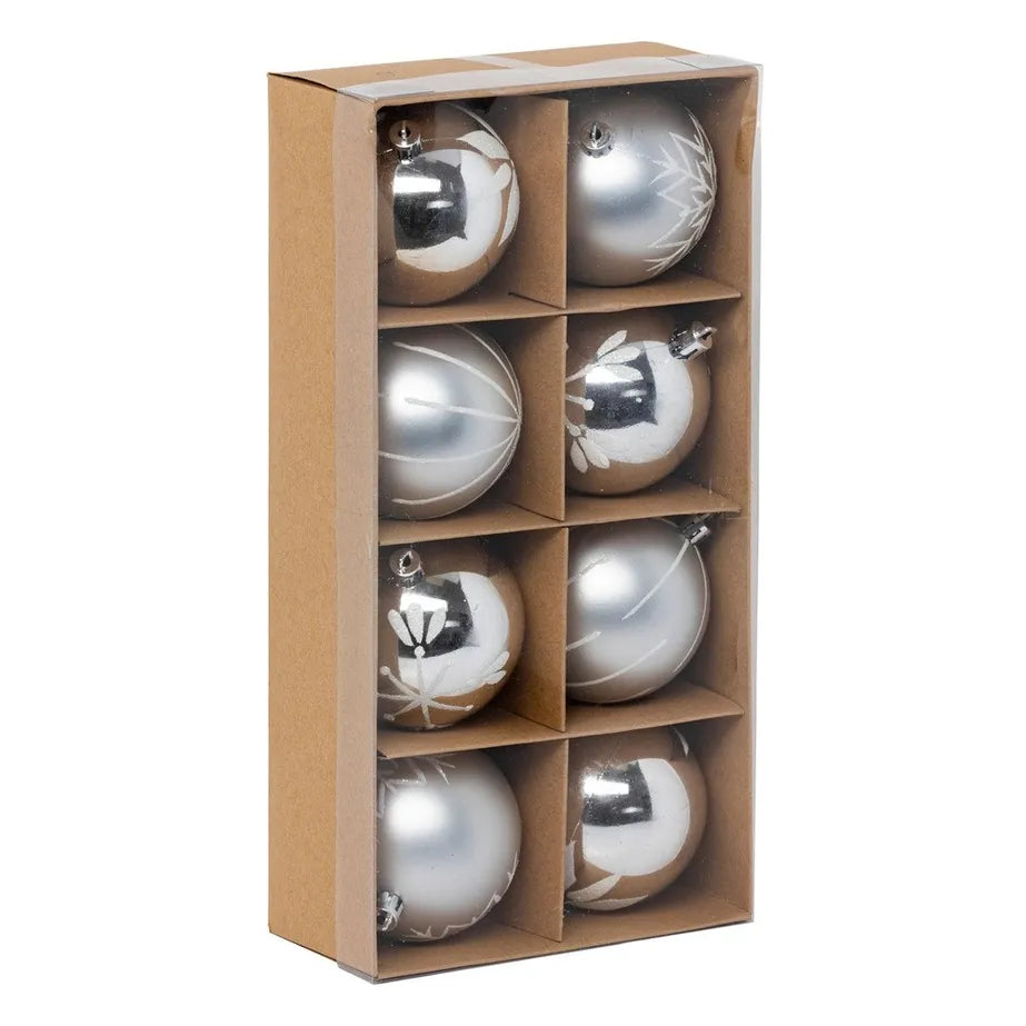 SET KUGLI 80MM X8 SREBRNO BIJELI