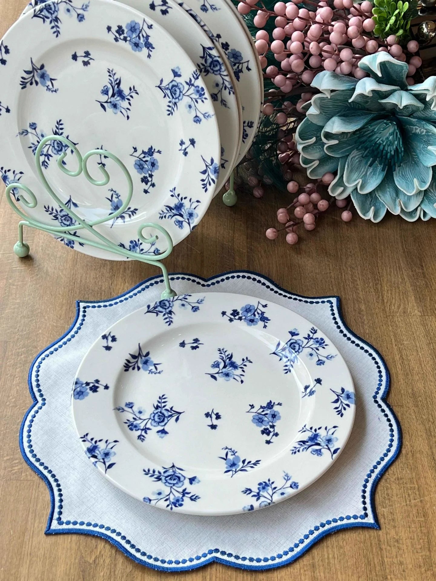 SRV-0040 TANJIR KERAMIKA (26CM) (PLAVI CVIJET)