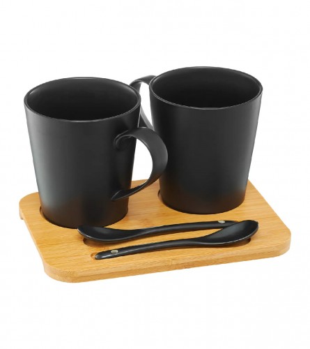 SET ŠOLJE SA KAŠIKAMA CRNI 450ml 5/1 94755