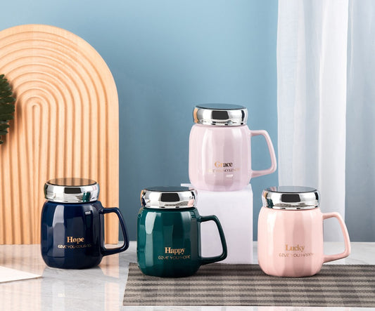 ŠOLJA 1/1 450ml sa poklopcem dekor/plava, roza, zelena, lila JY3650 K50