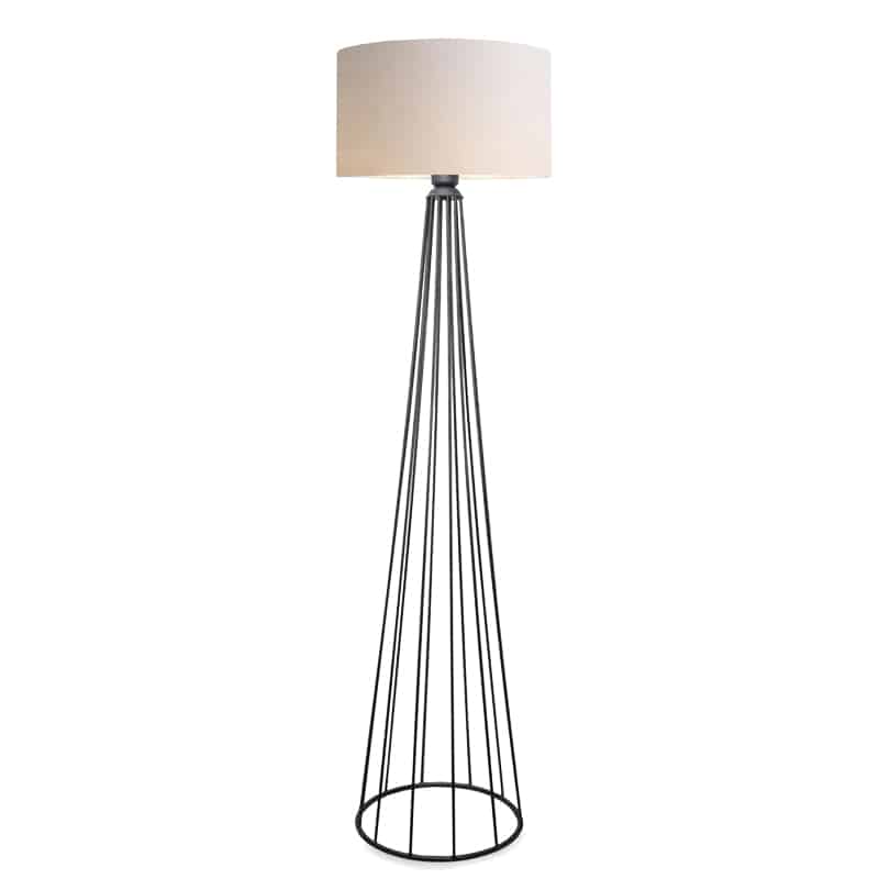 Podna lampa Firdo I E27 krem tkanina – crni metal D38x121 cm
