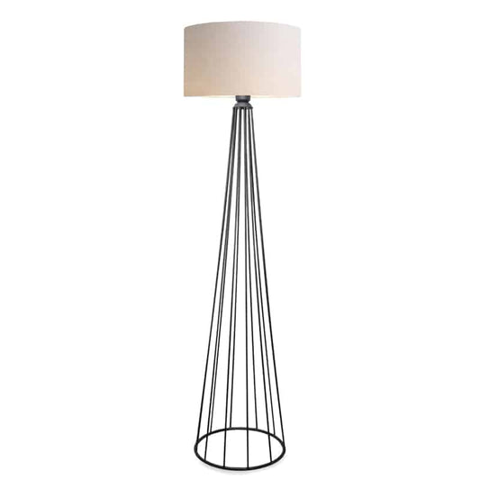 Podna lampa Firdo I E27 krem tkanina – crni metal D38x121 cm