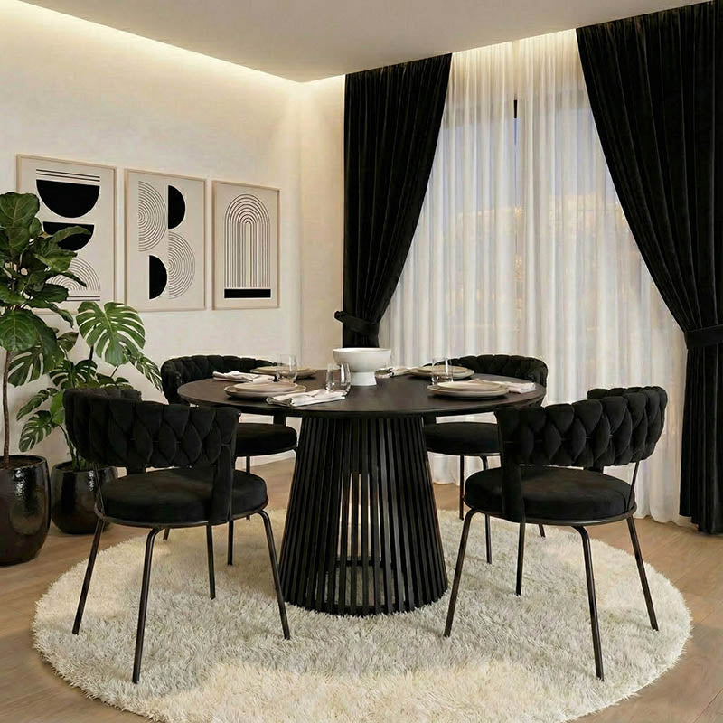 Trpezarijski sto Domonic MDF crna boja D120x75 cm