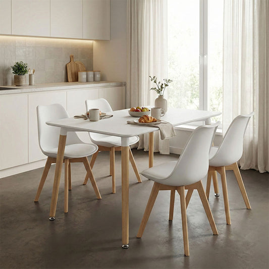 Trpezarijski sto Natali MDF ploča bijela – noge prirodna boja 120x80x76 cm