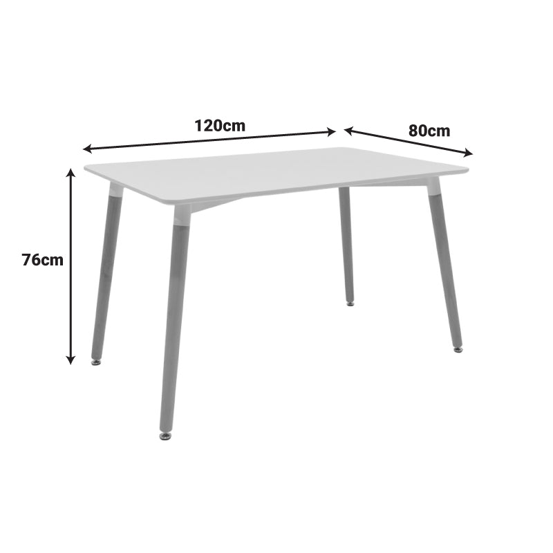 Trpezarijski sto Natali MDF ploča bijela – noge prirodna boja 120x80x76 cm