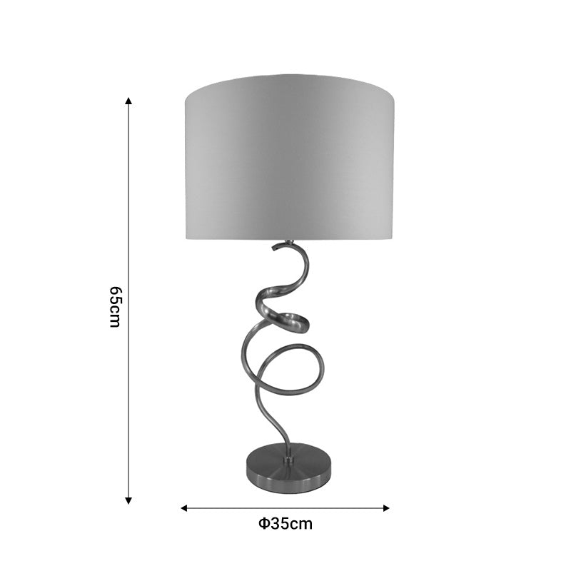 Stolna lampa Valou E27 srebrni aluminij-bijela tkanina D35x65 cm