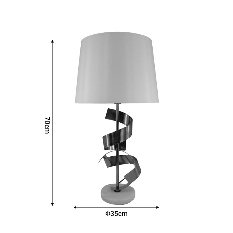 Stolna lampa Lighted E27 zlatni metal-bijela tkanina D35x70 cm