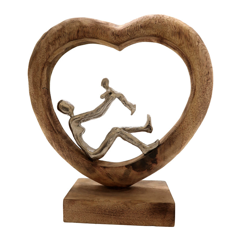 Stolna dekoracija srce Loisir mango drvo-aluminij 28.5x9x30 cm