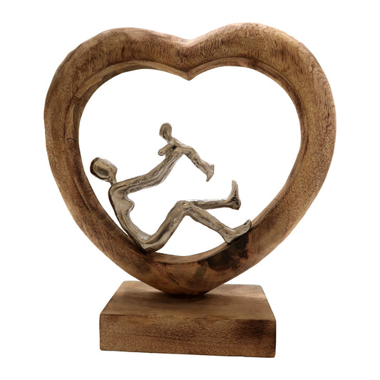 Stolna dekoracija srce Loisir mango drvo-aluminij 28.5x9x30 cm
