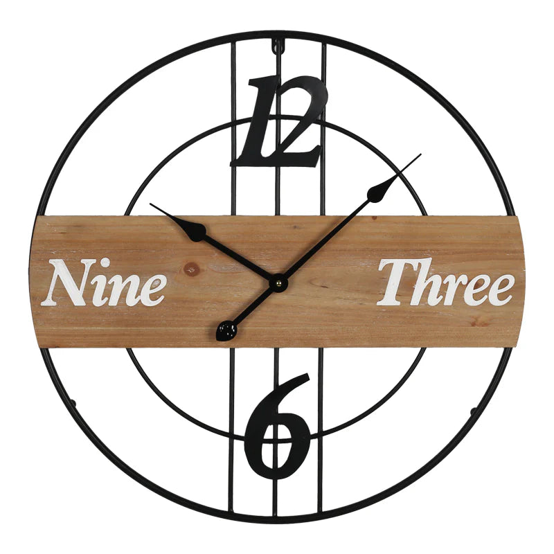 Zidni sat Tabla metal crni 60x3x60 cm