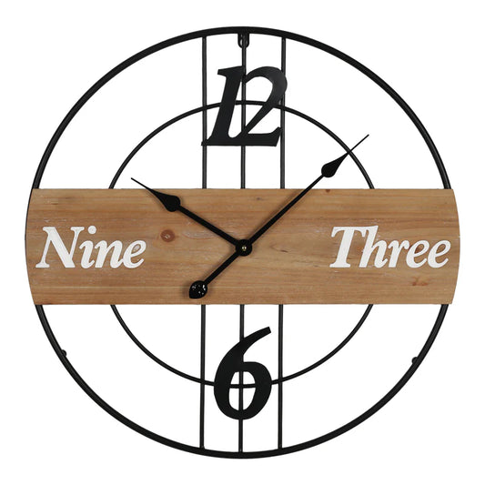 Zidni sat Tabla metal crni 60x3x60 cm