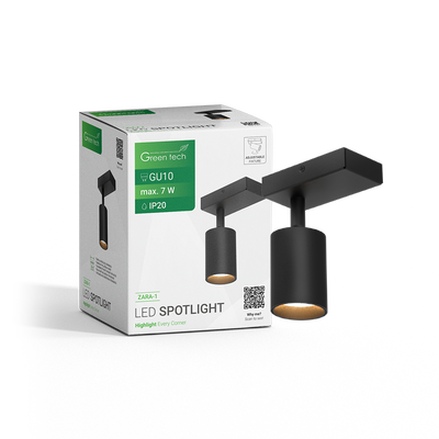 LED spot svjetiljka Green Tech, GU10 X 1 kom, crna boja