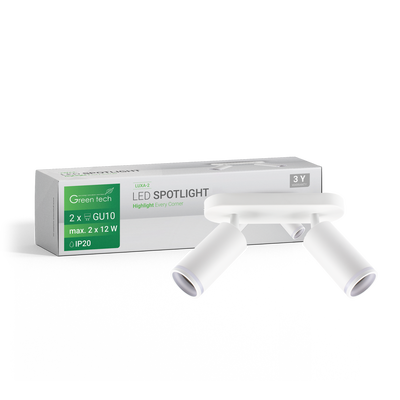 LED spot svjetiljka Green Tech, GU10 X 2 kom, bijela boja