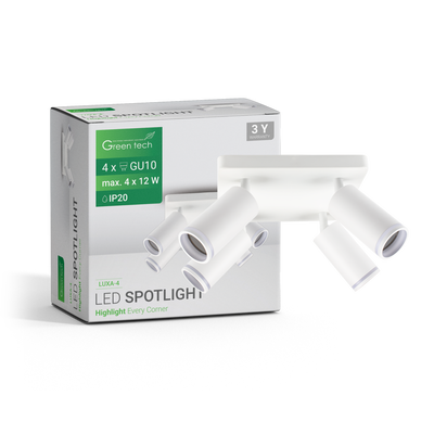 LED spot svjetiljka Green Tech, GU10 X 4 kom, bijela boja