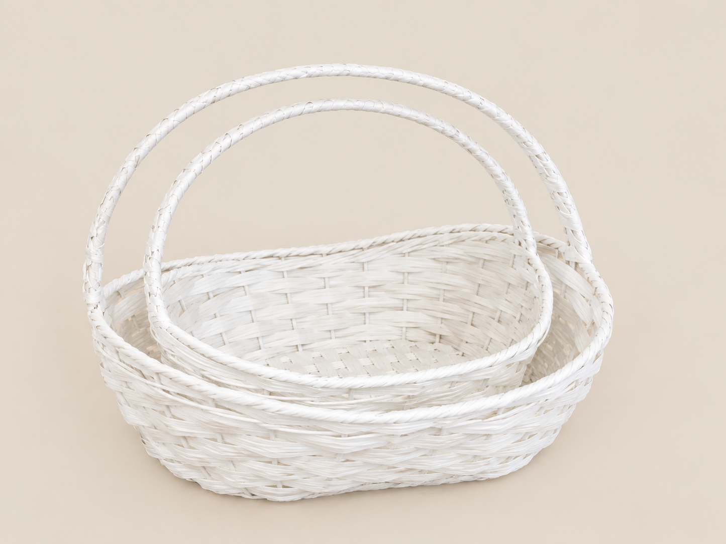 KORPA 2/1 40x32x8/11/12cm/32x24x7/9/24 pletena/s ručkom/bijela SK23793W Previlla