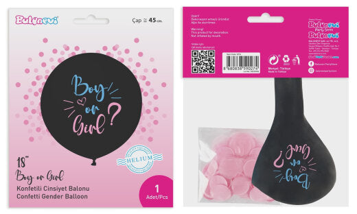 Balon 45 cm + konfeti set GIRL