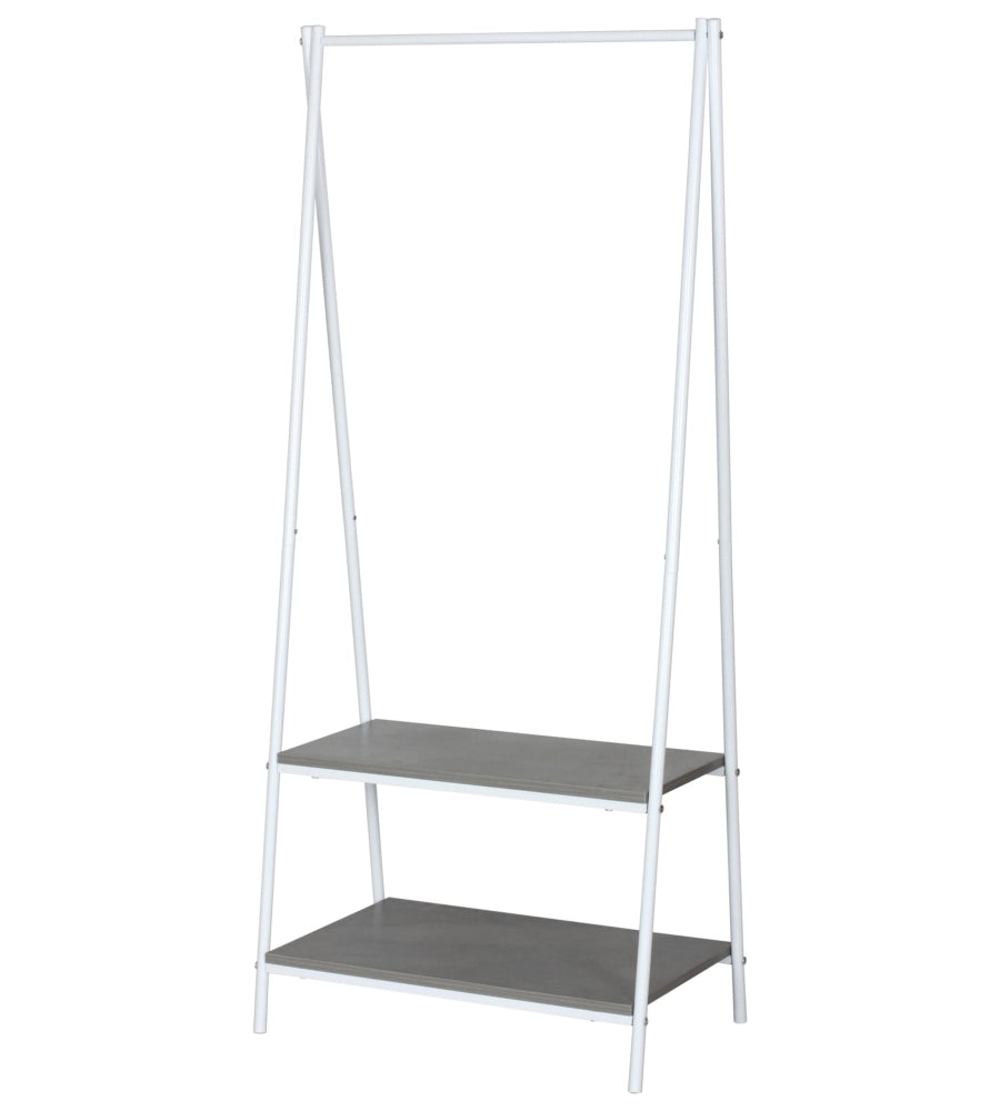 STALAK ZA ODJEĆU FRESNO 60X40X150CM, 2 PAL., PB CEMENT, MET. BIJELI OKVIR 004441