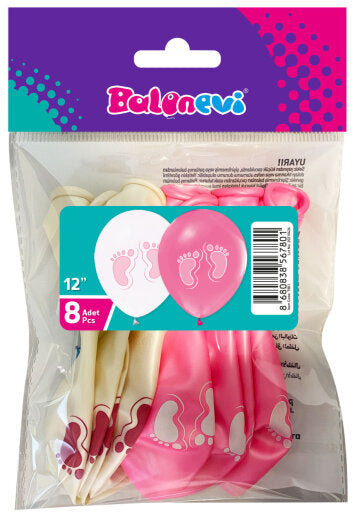 Baloni set 8/1 30 cm PINK TINY FEET