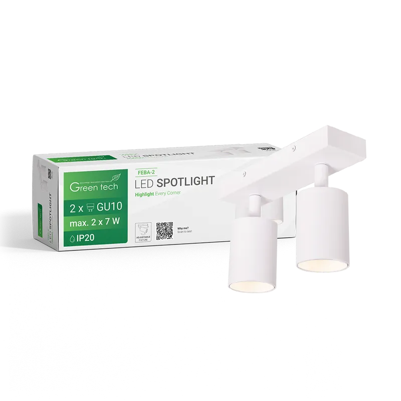 LED spot svjetiljka Green Tech, GU10 X 2 kom, bijela boja