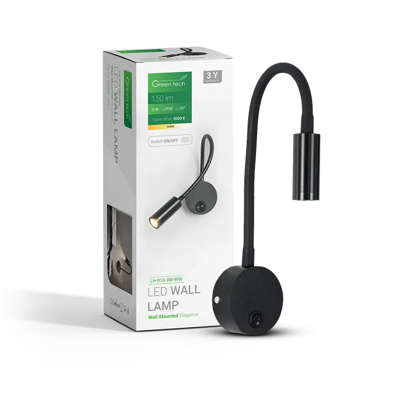 LED zidna lampa Green Tech 3W, 3000K, crna boja