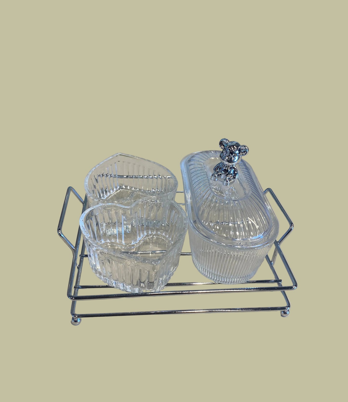ZDJELA 3/1 400ml/sa poklopcem/2x190ml staklena sa metalnim stalkom MT0546 Previl