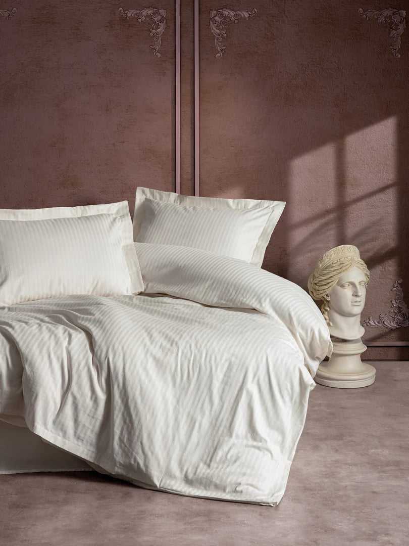 POSTELJINA CB ELEGANT STRIPE EKRU SATEN DUPLA