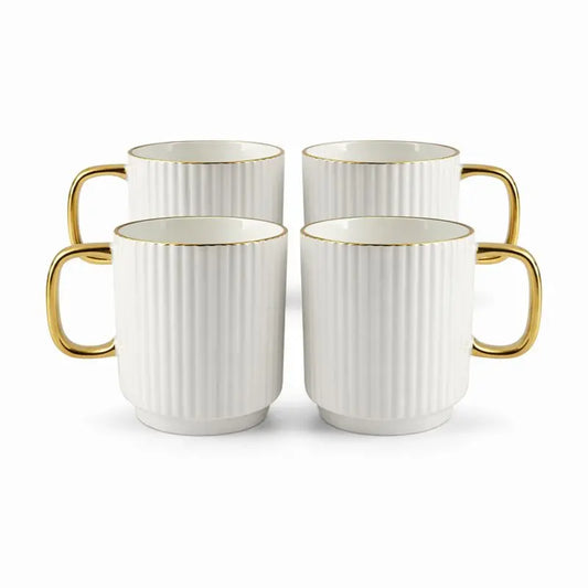 ŠOLJA/MUG 4/1 380ml/bijele sa zlatnom linijom SZ556 Previllage 12# K48