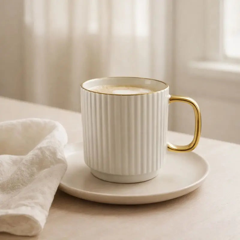 ŠOLJA/MUG 4/1 380ml/bijele sa zlatnom linijom SZ556 Previllage 12# K48