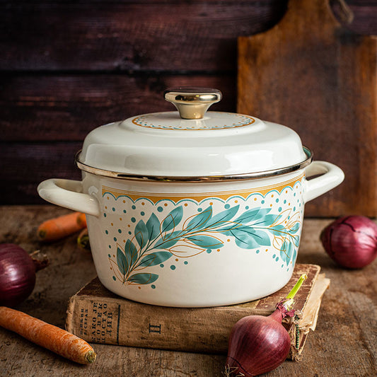 ŠERPA GREEN LINE DUBOKA 20cm/3,5L/sa poklopcem/emajl/dekor 360578 metalac 4# D